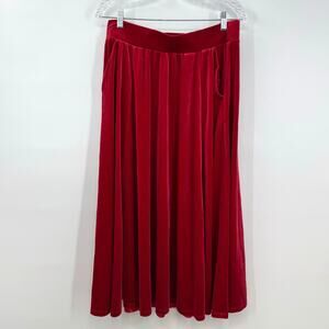 NEW Torrid Velvet A Line Midi Maxi Skirt 0 L 12 Red Pockets Holiday Christmas